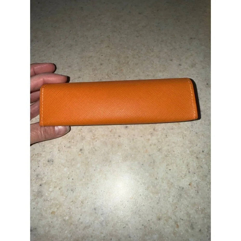 Tory Birch Orange With Gold Logo Reading Glasses Case‎